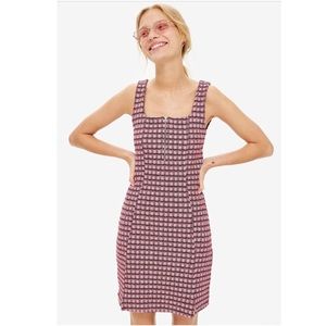 Top shop pink plaid mini dress with zipper worn once only